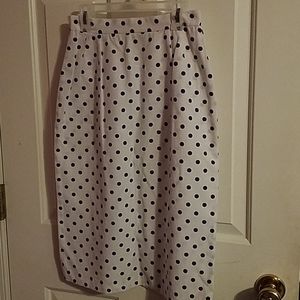 White and Navy Blue Polka Dot Pencil Skirt